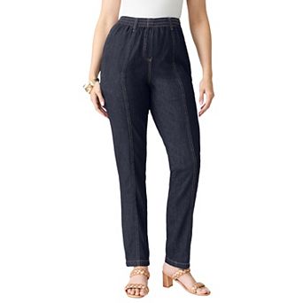 Roaman's Women's Plus Size Tall Plus Size Easy-Wear Straight Leg Jean