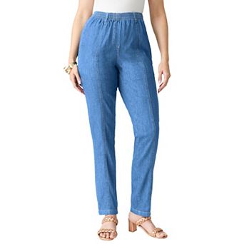 Roaman's Women's Plus Size Tall Plus Size Easy-Wear Straight Leg Jean