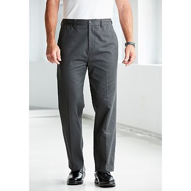 KingSize Men's Big & Tall Relaxed Fit Wrinkle-Free Full Elastic Plain Front Pants