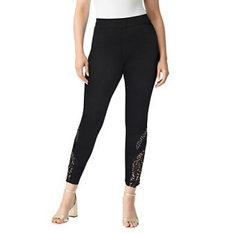 Roaman's Women's Plus Size Plus Size 360° Stretch Lace Applique Jean