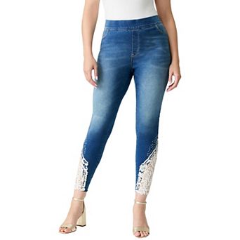 Roaman's Women's Plus Size Plus Size 360° Stretch Lace Applique Jean