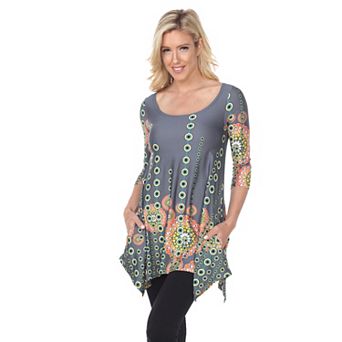 Women's Abstract Circular Print Tunic Top
