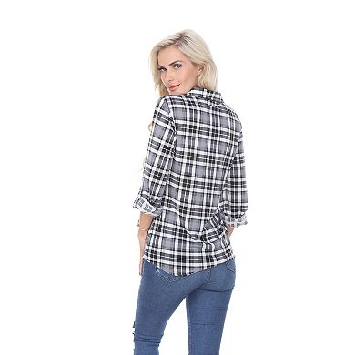 Women's Button Down Plaid Top