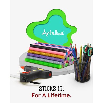 200 Pack Hot Glue Sticks, Mini Sticks, Gold Black Yellow Pink Red Purple