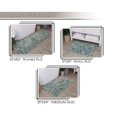Home Weavers Cloud Comfort 100% Microfiber Bath Rug, Non Slip & Thick Plush Rugs for Shower- 3Pc Set