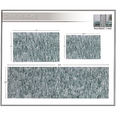 Home Weavers Cloud Comfort 100% Microfiber Bath Rug, Non Slip & Thick Plush Rugs for Shower- 3Pc Set
