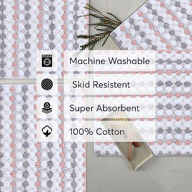 Home Weavers Orion Collection 100% Cotton Non-Slip & Machine Washable Bath Rug - 3Pc Set with Runner