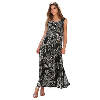 Roaman's Women's Plus Size Sleveless Hand-Crinkled Button-Front A-Line Maxi Curvy Breezy Dress