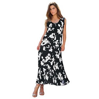 Roaman's Women's Plus Size Sleveless Hand-Crinkled Button-Front A-Line Maxi Curvy Breezy Dress