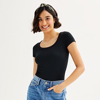 Juniors' SO® Seamless Rib Scoop Neck Bodysuit