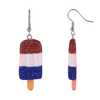 Celebrate Together™ Silver Tone Red, White and Blue Glitter Popsicle Earrings