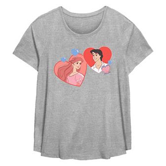 Disney's The Little Mermaid Ariel And Prince Eric Hearts Full Of Love Plus Size Flowy Graphic Tee