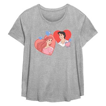Disney's The Little Mermaid Ariel And Prince Eric Hearts Full Of Love Plus Size Flowy Graphic Tee