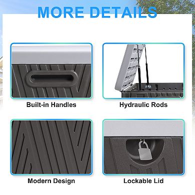 Aoodor 85-Gallon Deck Box, Lockable Storage Box - Outdoor Use