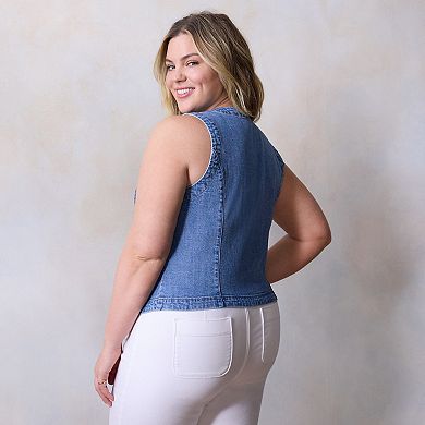 Plus Size LC Lauren Conrad Longline Crew Neck Vest