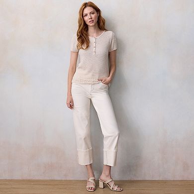 Women's LC Lauren Conrad Short Sleeve Henley Sweater Tee