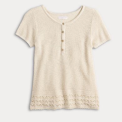 Women's LC Lauren Conrad Short Sleeve Henley Sweater Tee