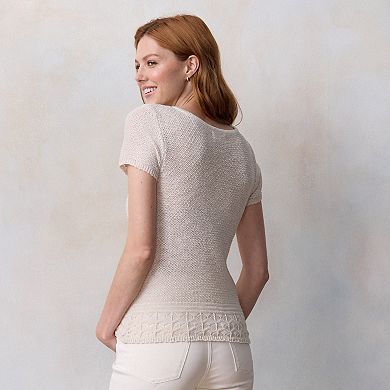 Women's LC Lauren Conrad Short Sleeve Henley Sweater Tee