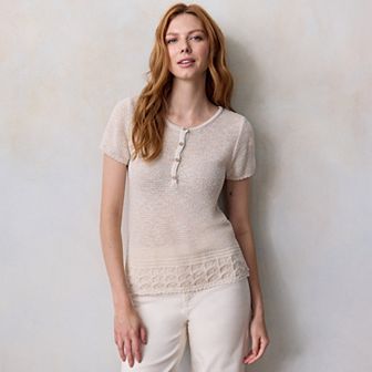 Women's LC Lauren Conrad Short Sleeve Henley Sweater Tee