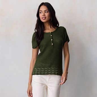 Women's LC Lauren Conrad Short Sleeve Henley Sweater Tee