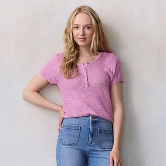 Women's LC Lauren Conrad Short Sleeve Henley Sweater Tee