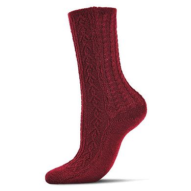 Women's Classic Heavy Cable Knit Vintage Style Crew Sock