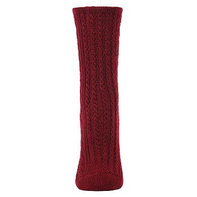 Women's Classic Heavy Cable Knit Vintage Style Crew Sock