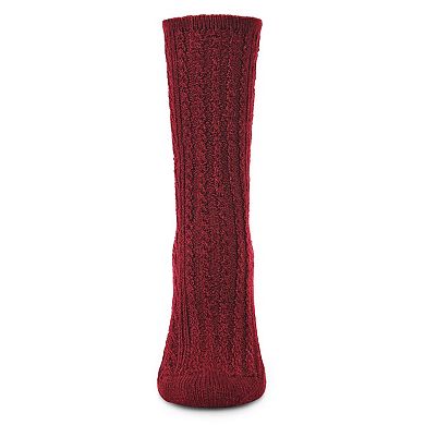 Women's Classic Heavy Cable Knit Vintage Style Crew Sock