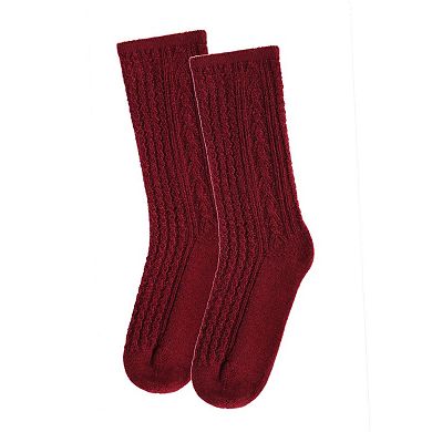 Women's Classic Heavy Cable Knit Vintage Style Crew Sock