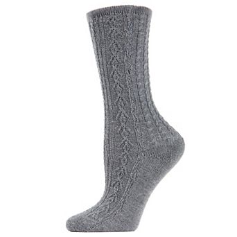 Women's Classic Heavy Cable Knit Vintage Style Crew Sock