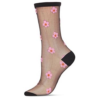 Women's Delightful Daisies See-through Sheer Crew Socks
