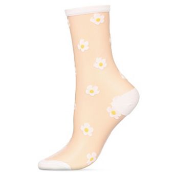 Women's Delightful Daisies See-through Sheer Crew Socks