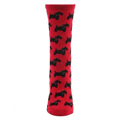 Women's Ribbon Collar Dog Cashmere Blend Crew Sock