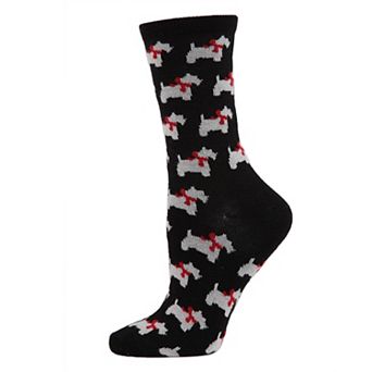 Women's Ribbon Collar Dog Cashmere Blend Crew Sock