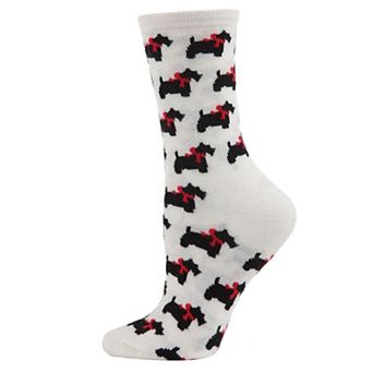 Women's Ribbon Collar Dog Cashmere Blend Crew Sock