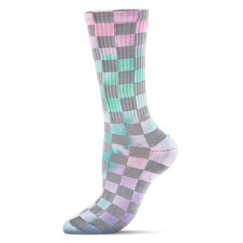 Women's Checkered Ribbed Half Cushion Crew Sock With Arch Support