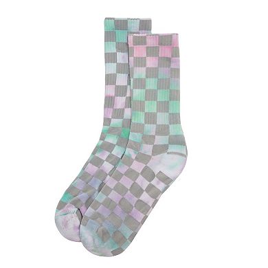 Women's Checkered Ribbed Half Cushion Crew Sock With Arch Support