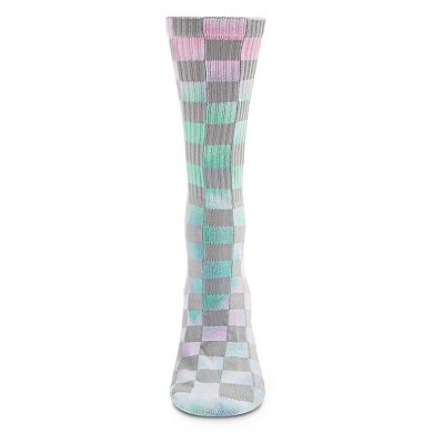 Women's Checkered Ribbed Half Cushion Crew Sock With Arch Support