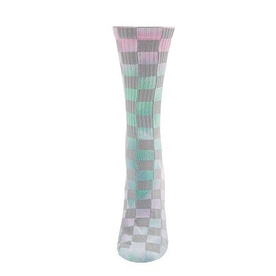 Women's Checkered Ribbed Half Cushion Crew Sock With Arch Support