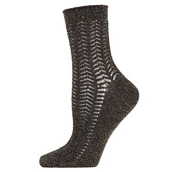 Women's Metallic Ivy Pointelle Cotton Blend Anklet Sock