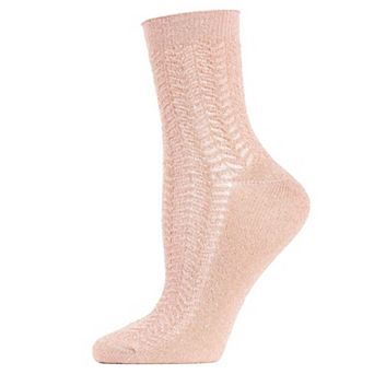 Women's Metallic Ivy Pointelle Cotton Blend Anklet Sock