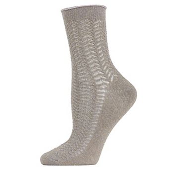 Women's Metallic Ivy Pointelle Cotton Blend Anklet Sock