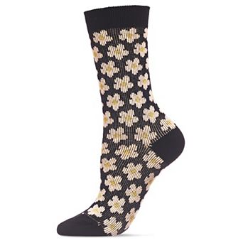 Women's Mod Vintage Style Sweet Daisy Cotton Blend Crew Sock