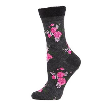 Women's Rosie Chenille Cuff Embroidered Flower Crew Sock
