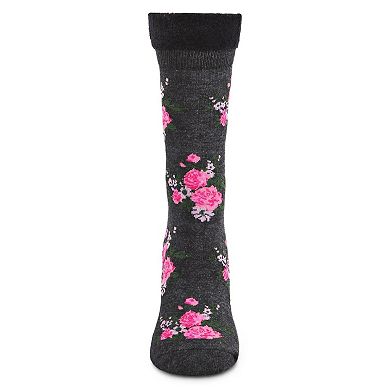 Women's Rosie Chenille Cuff Embroidered Flower Crew Sock