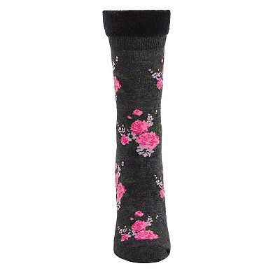 Women's Rosie Chenille Cuff Embroidered Flower Crew Sock