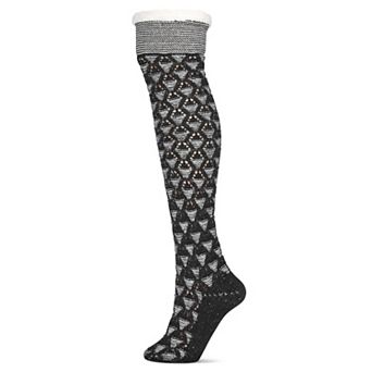 Women's Mini Diamond Sherpa Lined Knee Length Lounge Sock