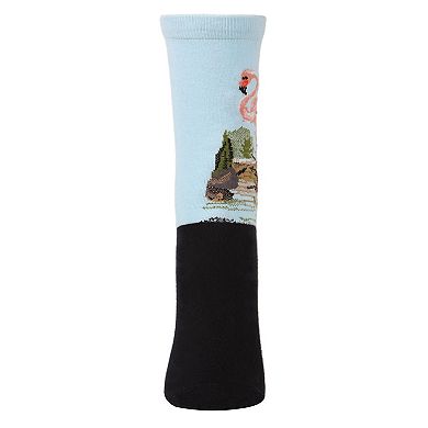 Women's Flamingo Limited Edition Art Cotton Blend Crew Sock