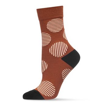 Women's Retro Striped Circle Cotton Blend Crew Sock