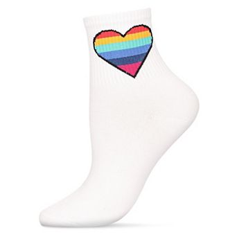 Women's Rainbow Heart Cotton Blend Anklet Sock